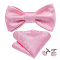 Pink Paisley Bow Tie Set - GentCrest