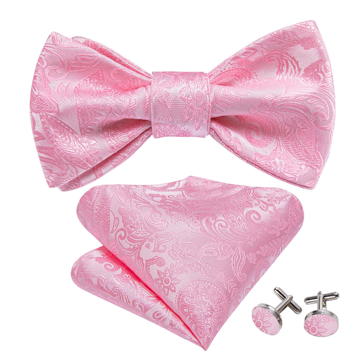 Pink Paisley Bow Tie Set - GentCrest