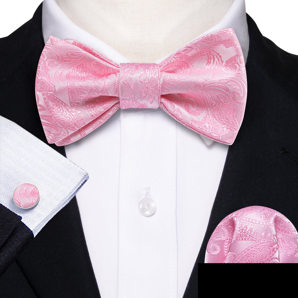 Pink Paisley Bow Tie Set - GentCrest - View 2