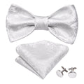 White Paisley Bow Tie Set - GentCrest