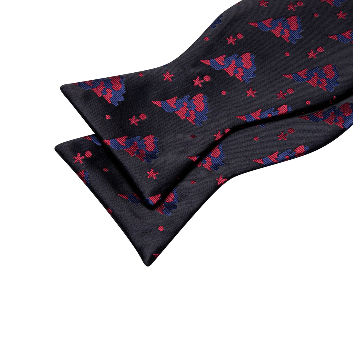 Black Red Tree Silk Christmas Bow Tie Set - GentCrest - View 5