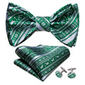 Green White Elk Christmas Bow Tie Set - GentCrest