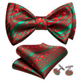 Green Red Xmas Elk Bow Tie Set - GentCrest