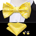 Light Yellow Paisley Bow Tie Set - GentCrest