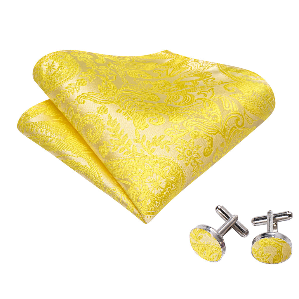 Light Yellow Paisley Bow Tie Set - GentCrest - View 3
