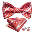 Red Silver Elk Christmas Bow Tie Set - GentCrest