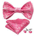 Hot Pink Paisley Bow Tie Set - GentCrest