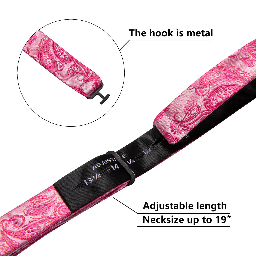 Hot Pink Paisley Bow Tie Set - GentCrest - View 4