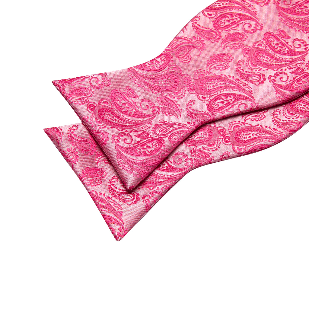 Hot Pink Paisley Bow Tie Set - GentCrest - View 5