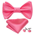 Pink Shock Striped Bow Tie Set - GentCrest