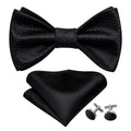 Black Striped Bow Tie Set - GentCrest