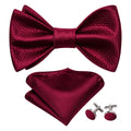 Dark Red Striped Bow Tie Set - GentCrest