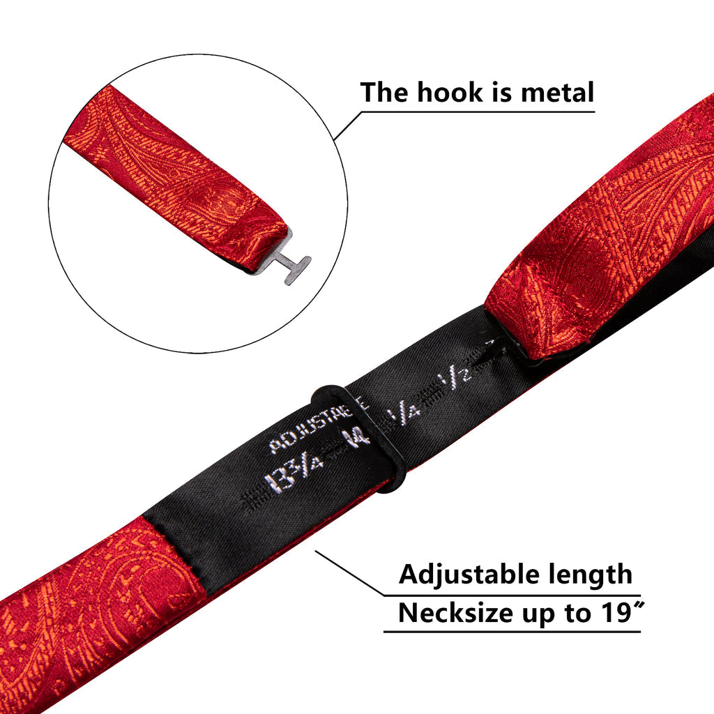 Strong Red Paisley Bow Tie Set - GentCrest - View 5