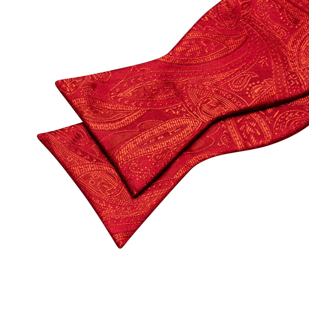 Strong Red Paisley Bow Tie Set - GentCrest - View 6