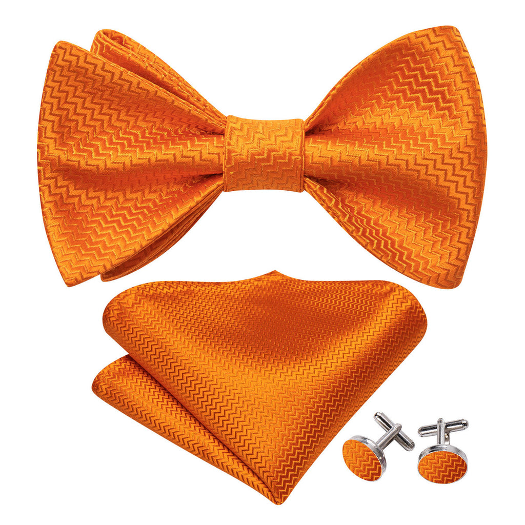 Orange Striped Bow Tie Set - GentCrest - View 2