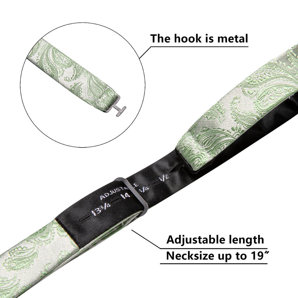 Green Silver Paisley Bow Tie Set - GentCrest - View 4
