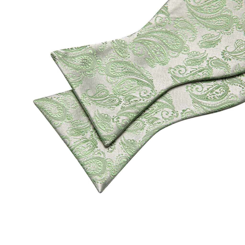Green Silver Paisley Bow Tie Set - GentCrest - View 5