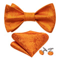 Orange Paisley Bow Tie Set - GentCrest