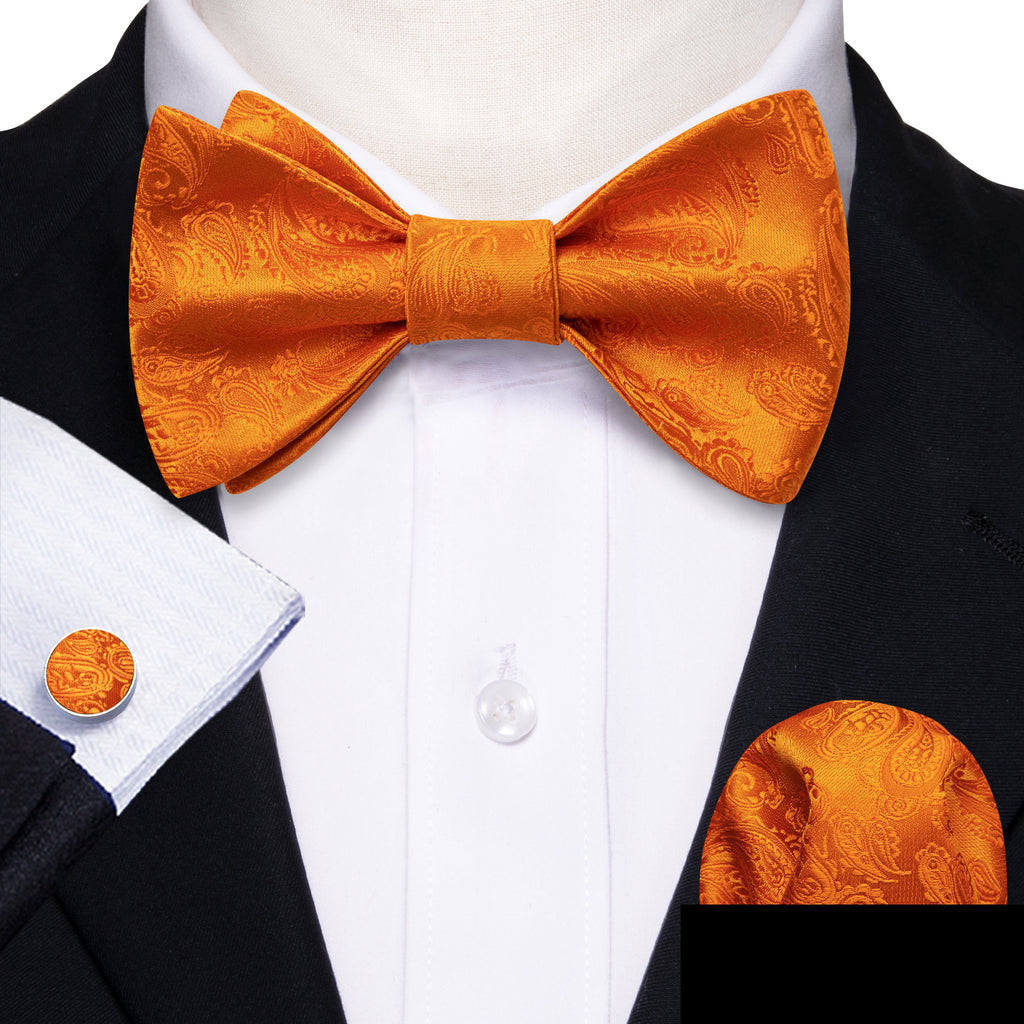 Orange Paisley Bow Tie Set - GentCrest - View 2