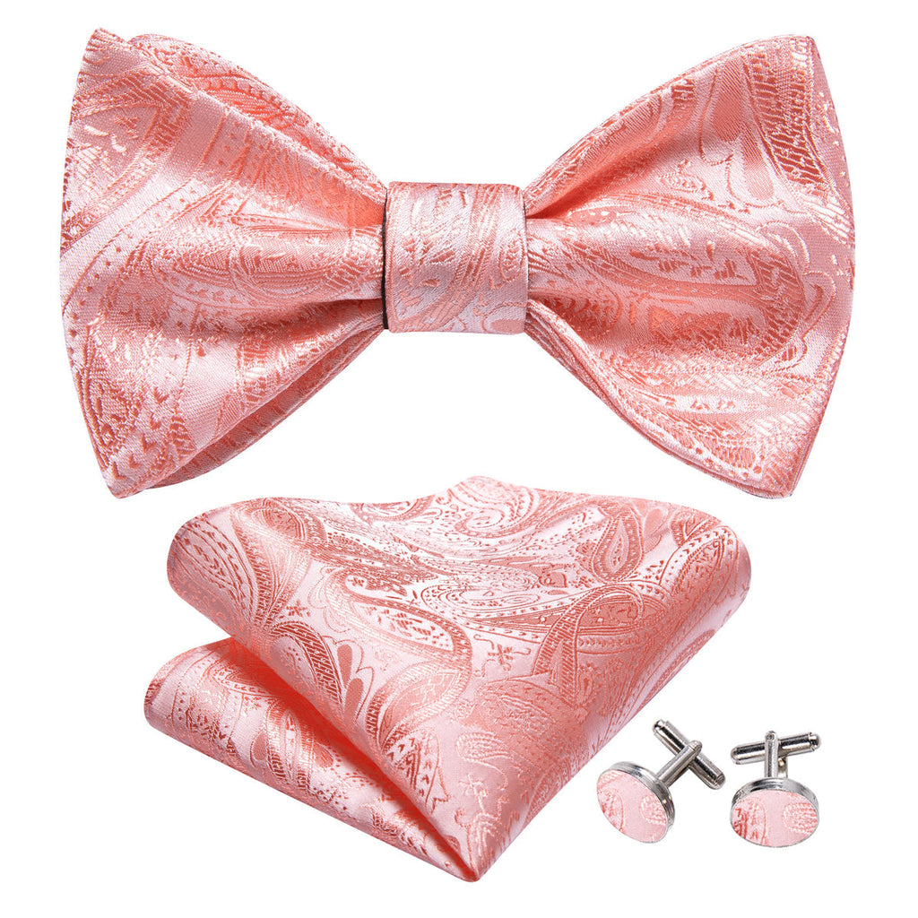 Pink Paisley Formal Bow Tie Set - GentCrest