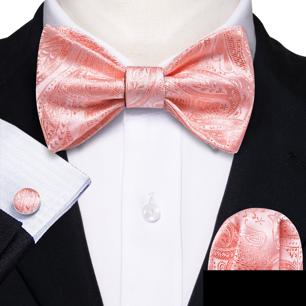 Pink Paisley Formal Bow Tie Set - GentCrest - View 2