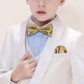 Yellow Golden Paisley Silk Children Bow Tie Set - GentCrest