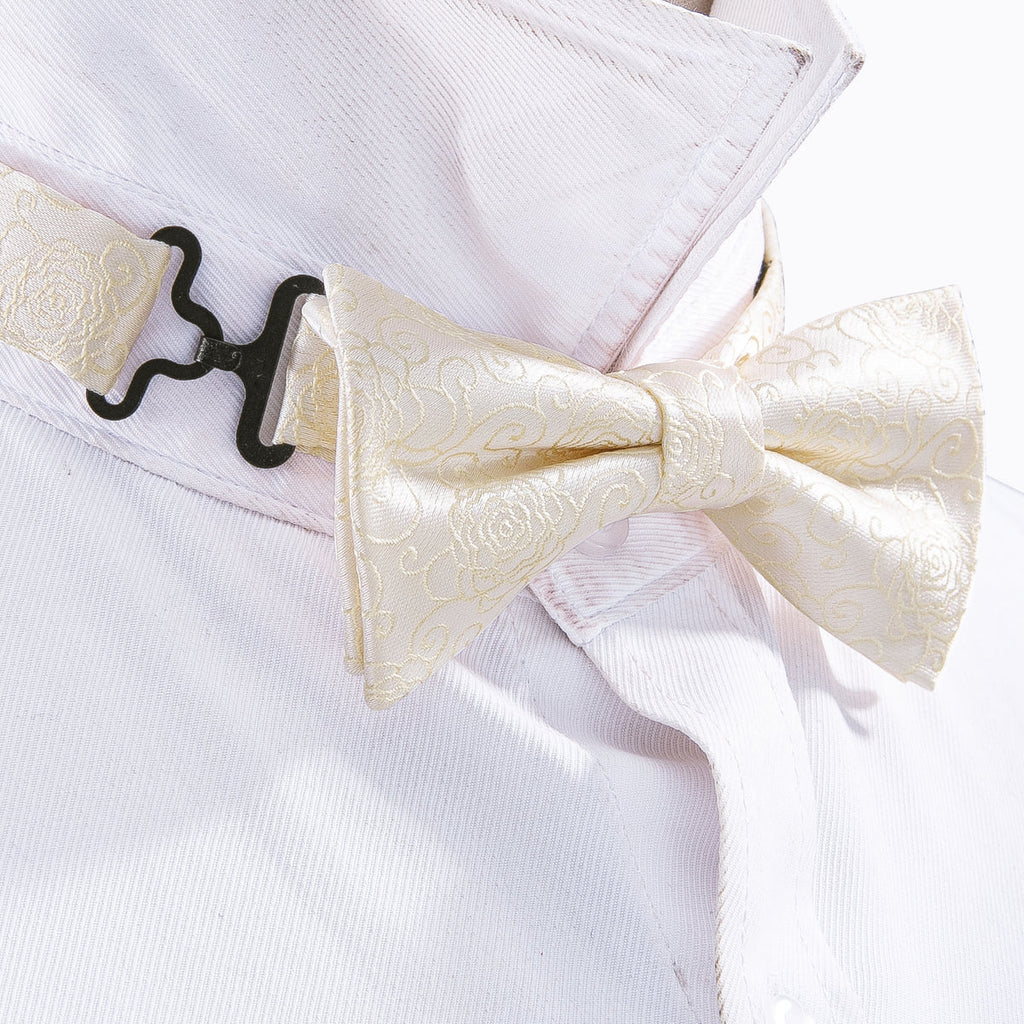 White Floral Silk Children Bow Tie Set - GentCrest - View 6