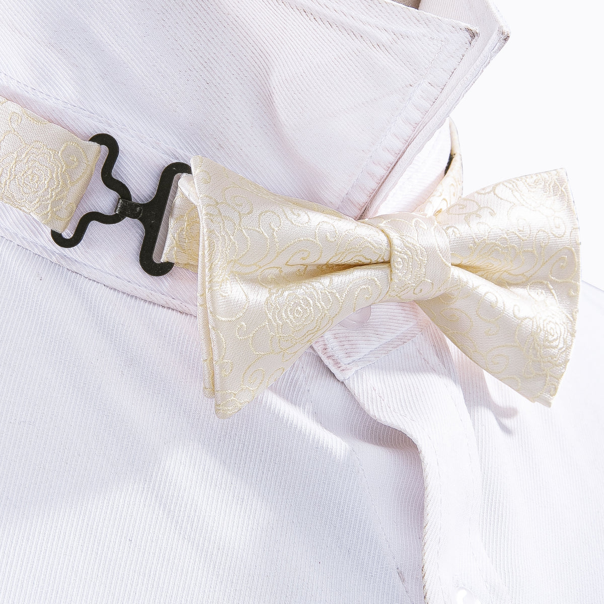 White Floral Silk Children Bow Tie Set - GentCrest - View 6