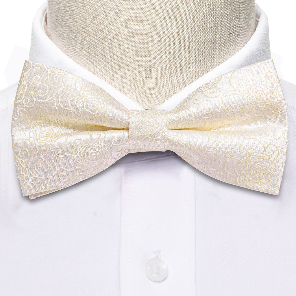 White Floral Silk Children Bow Tie Set - GentCrest - View 5