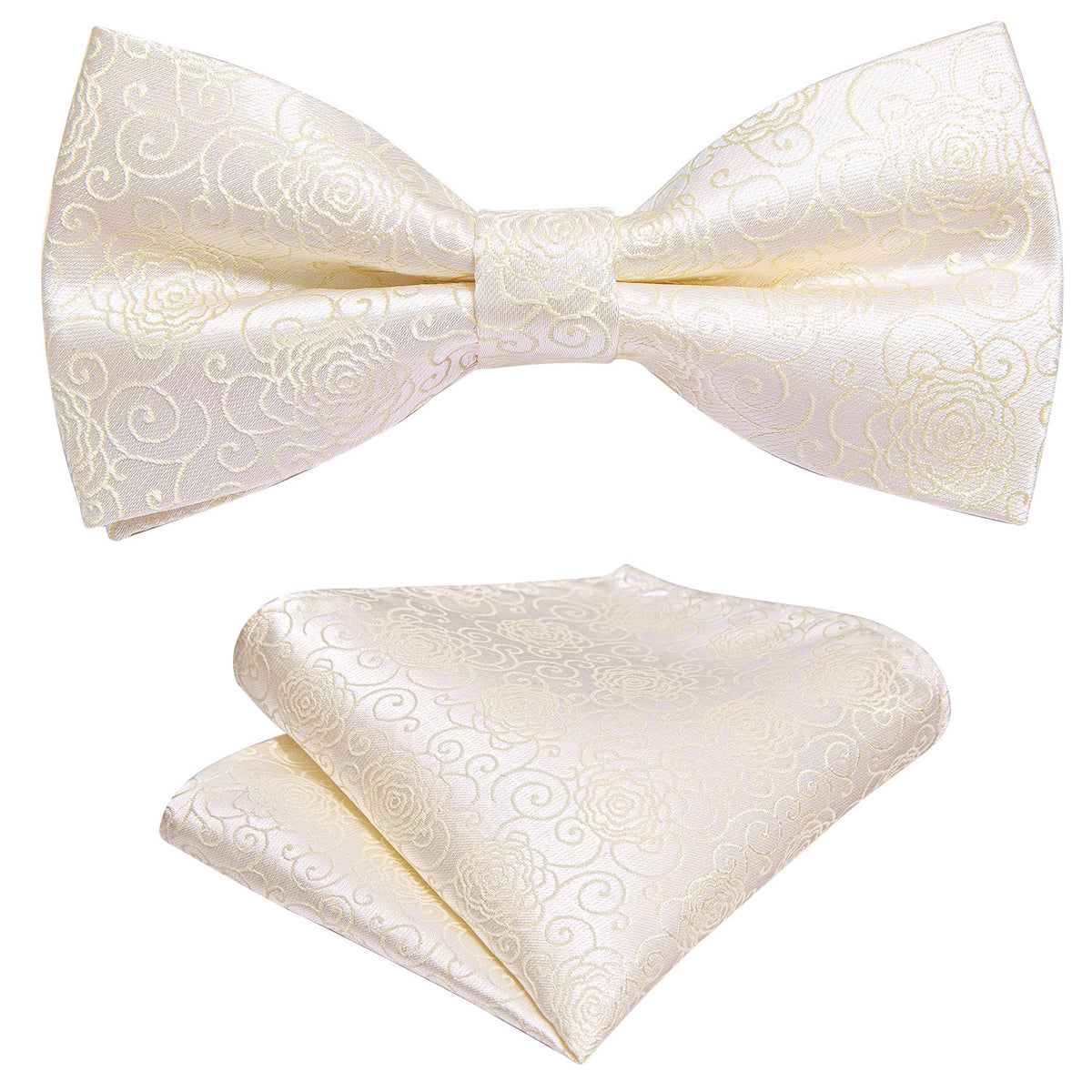 White Floral Silk Children Bow Tie Set - GentCrest - View 4