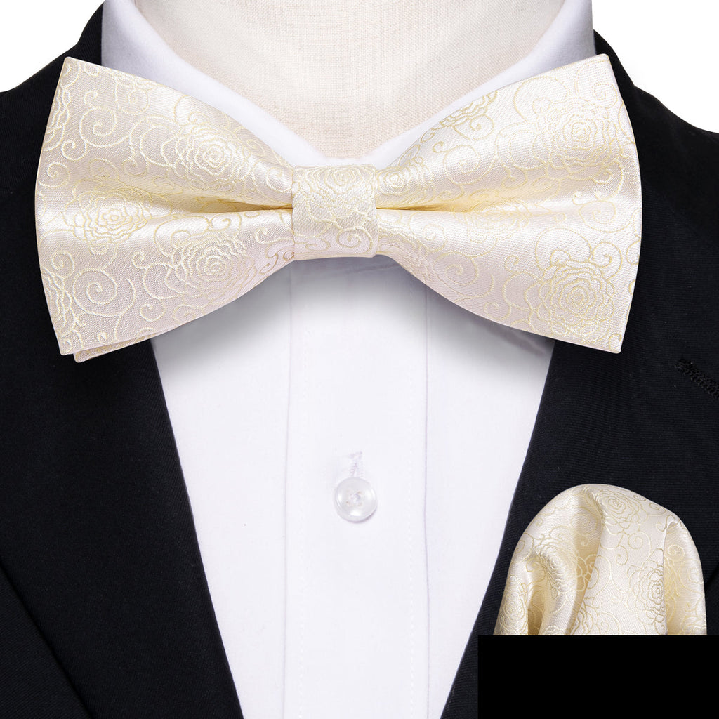 White Floral Silk Children Bow Tie Set - GentCrest - View 2
