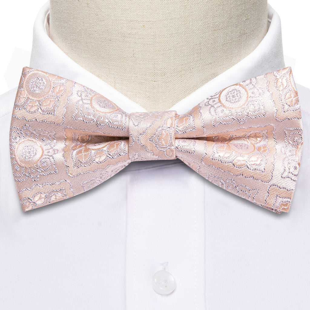Pink Paisley Silk Children Bow Tie Set - GentCrest - View 3