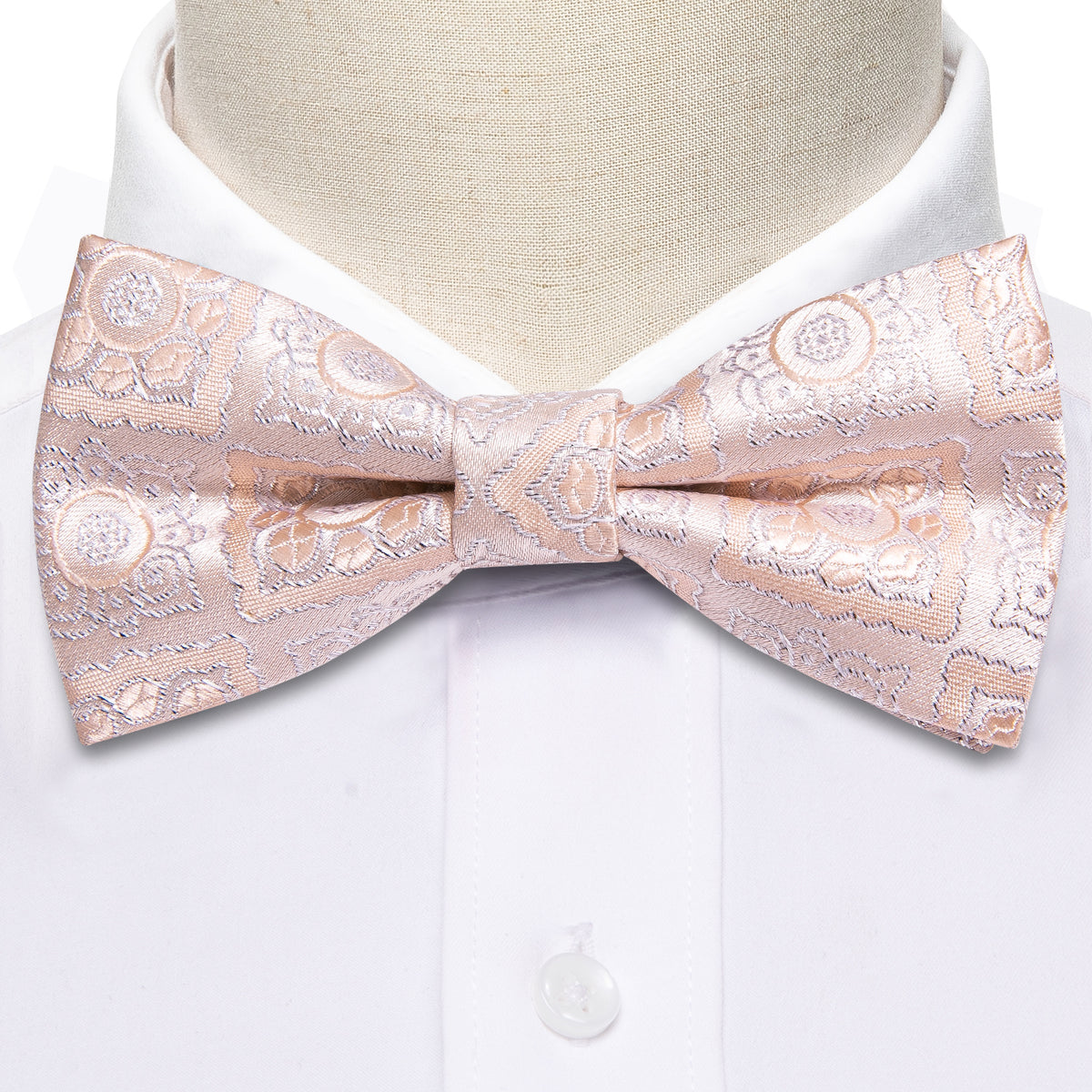 Pink Paisley Silk Children Bow Tie Set - GentCrest - View 3