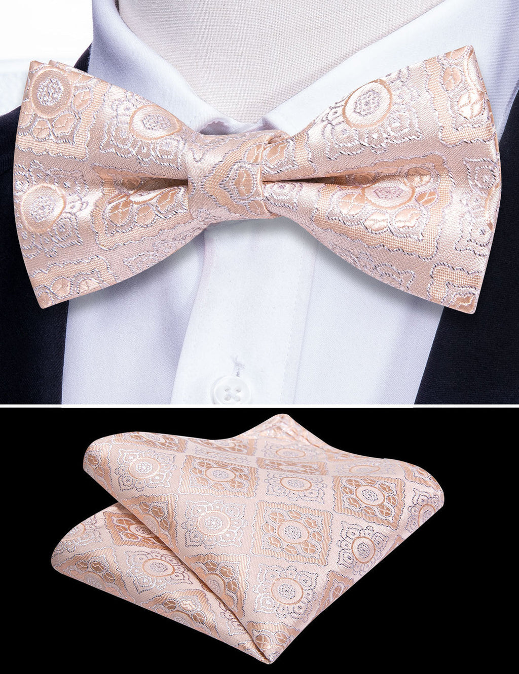 Pink Paisley Silk Children Bow Tie Set - GentCrest - View 5