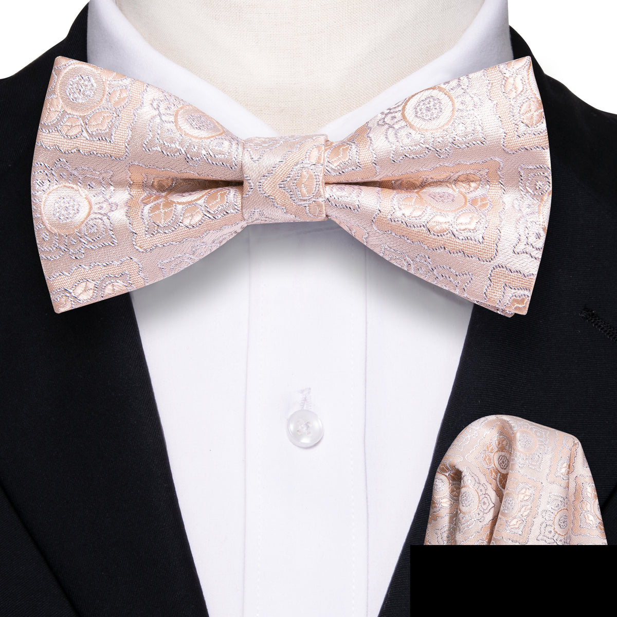 Pink Paisley Silk Children Bow Tie Set - GentCrest - View 2