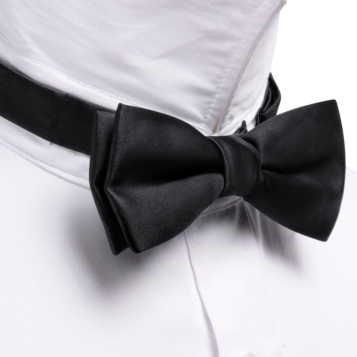 Black Solid Children Bow Tie Set - GentCrest - View 4