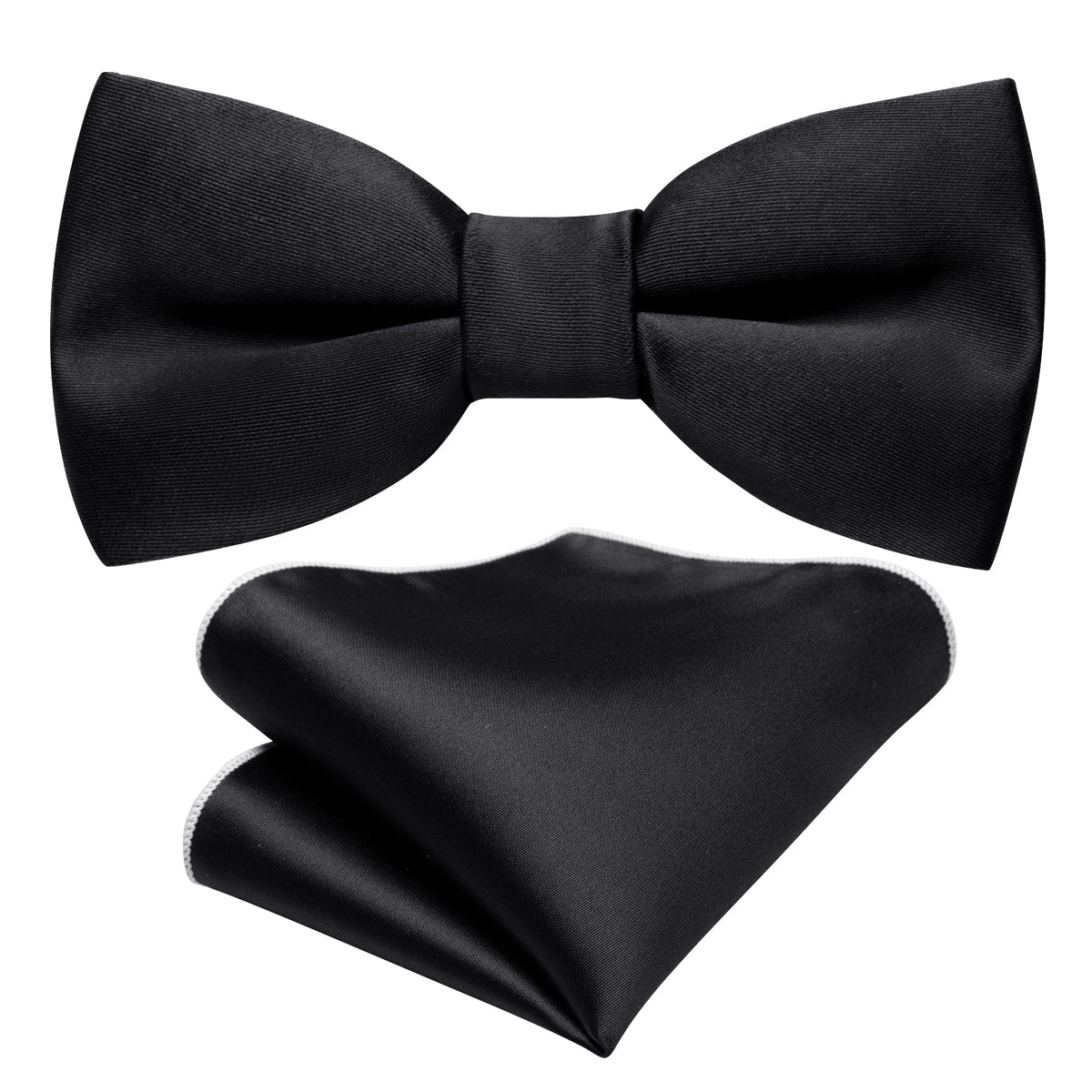 Black Solid Children Bow Tie Set - GentCrest