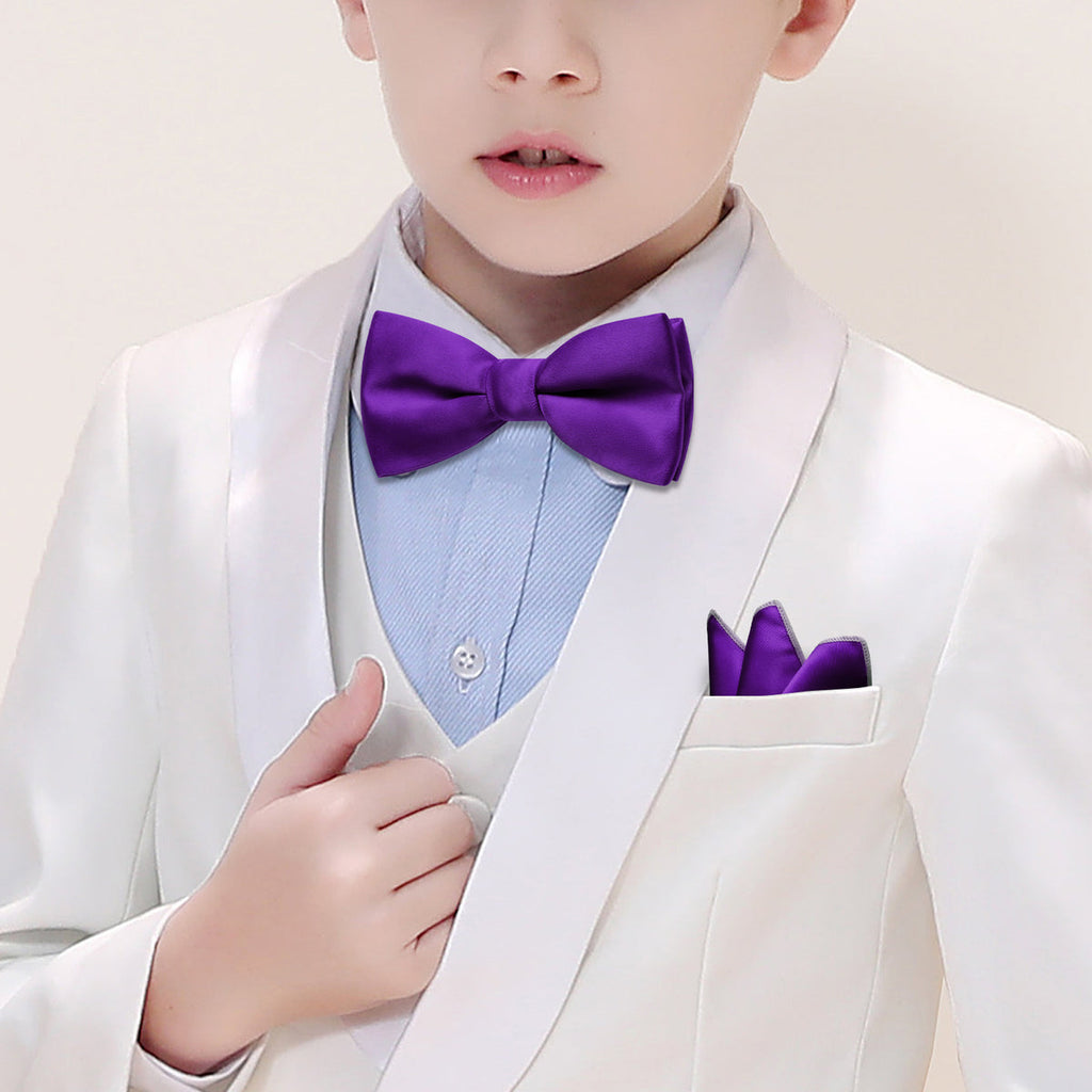 Hyacinth Solid Kids Bow Tie Set - GentCrest
