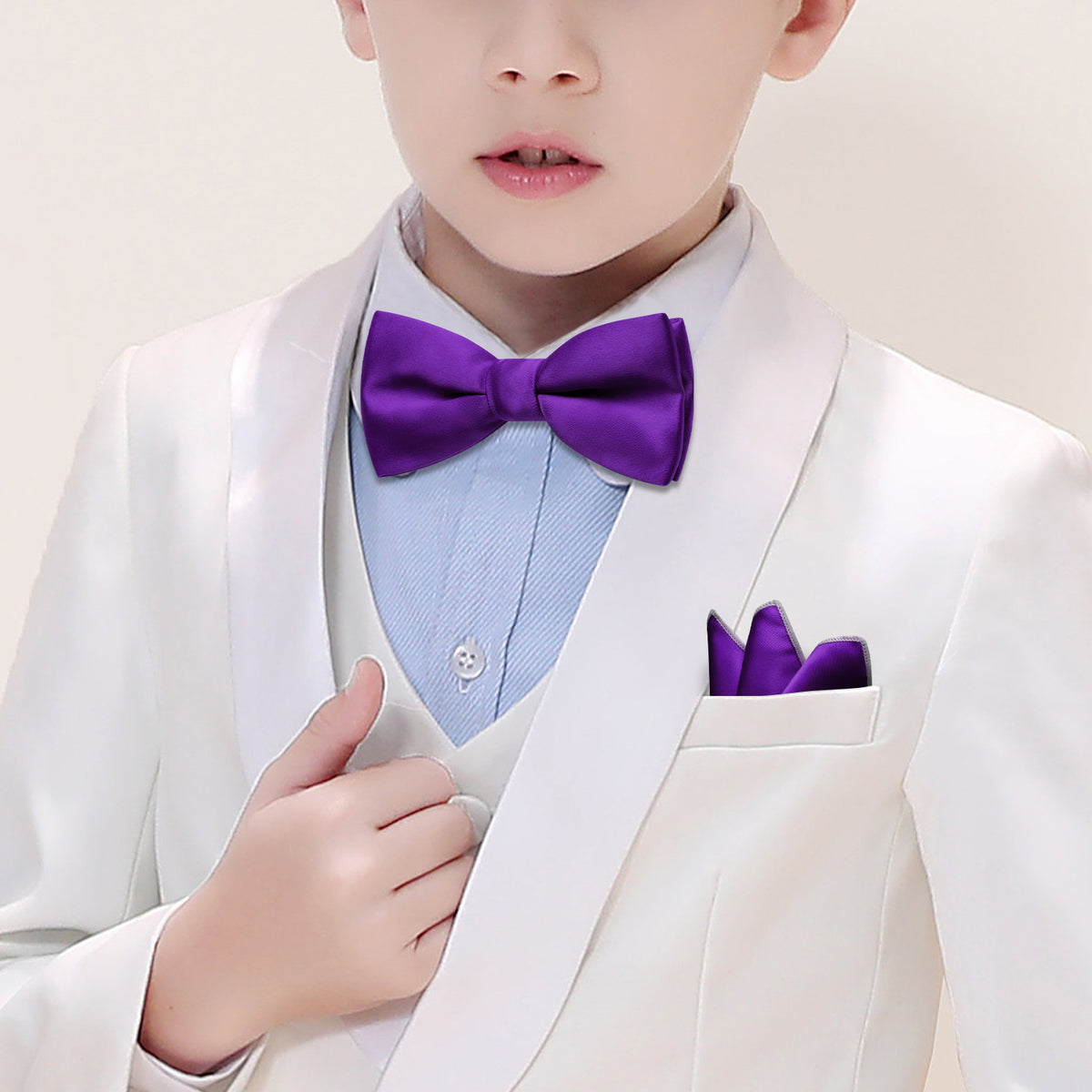 Hyacinth Solid Kids Bow Tie Set - GentCrest