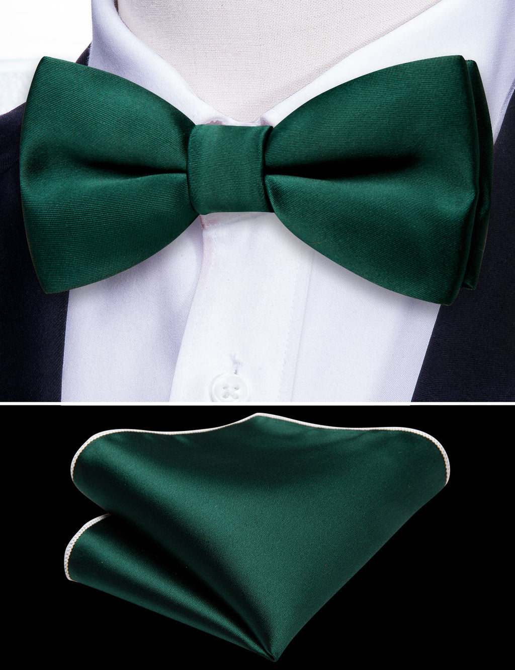 Green Solid Children Bow Tie Set - GentCrest - View 4