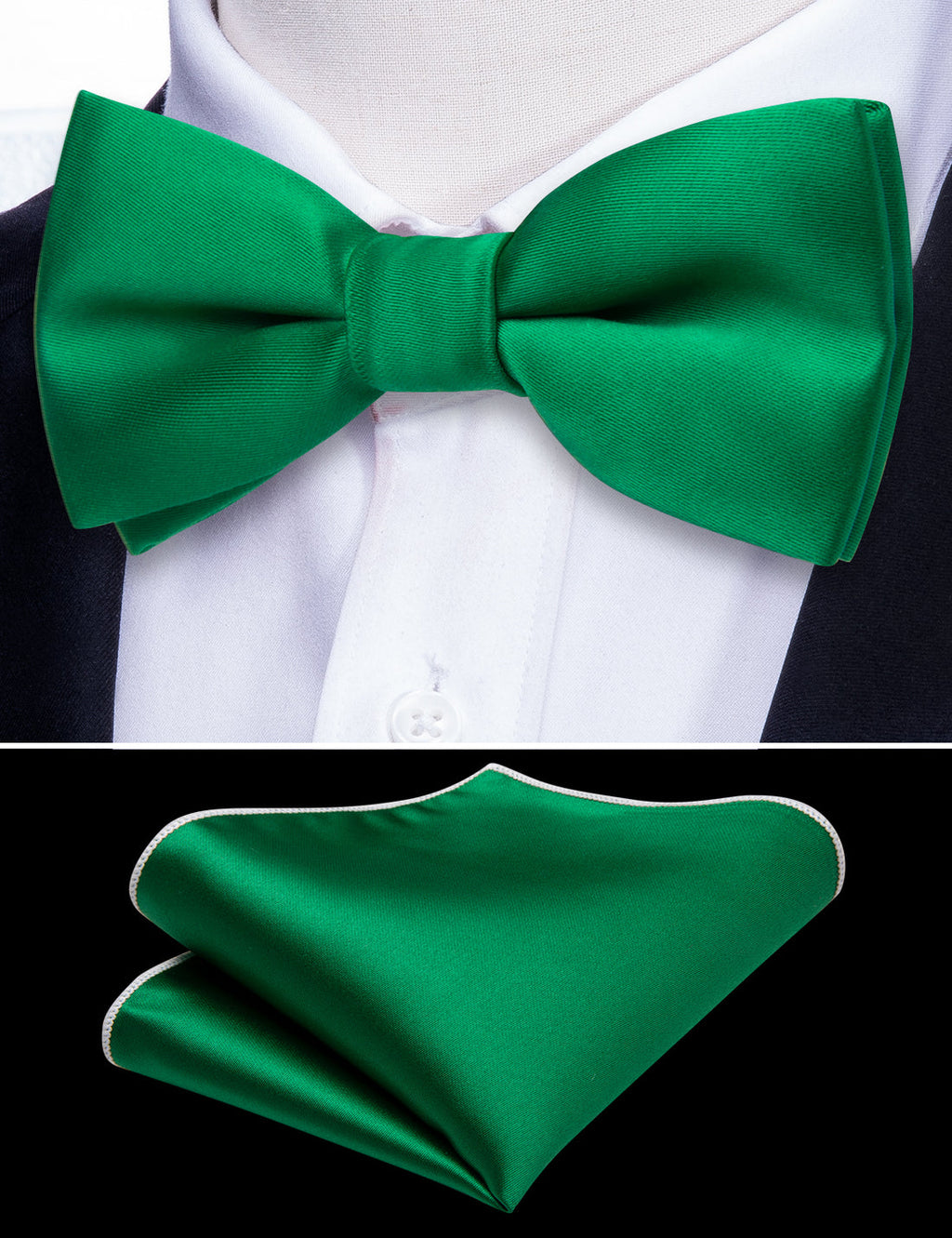 Light Green Solid Kids Bow Tie Set - GentCrest - View 3