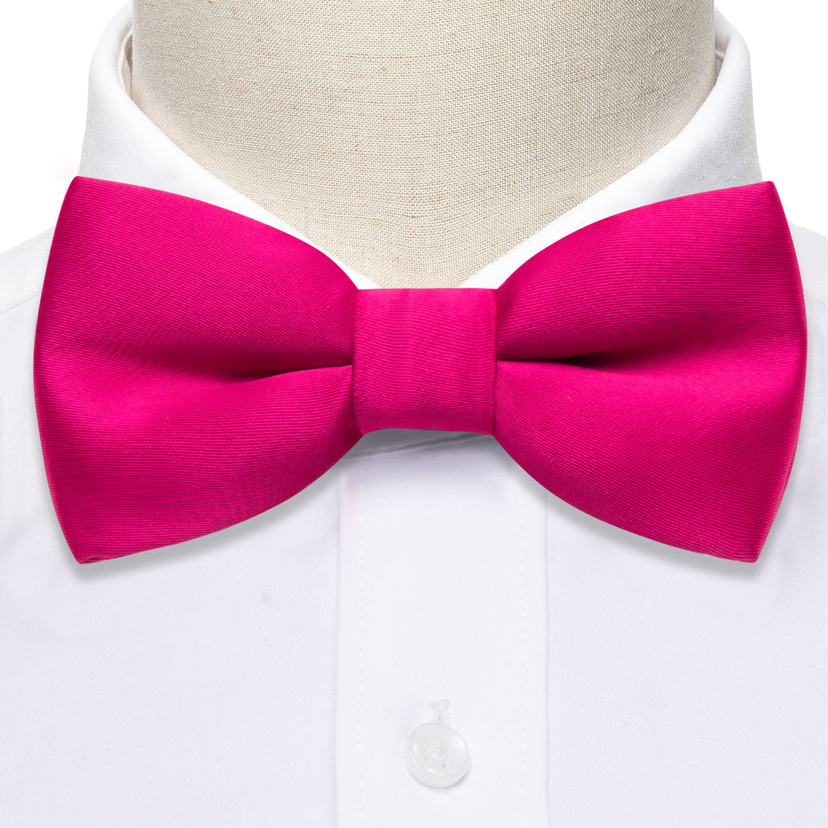 Rose Red Solid Silk Children Bow Tie Set - GentCrest - View 3