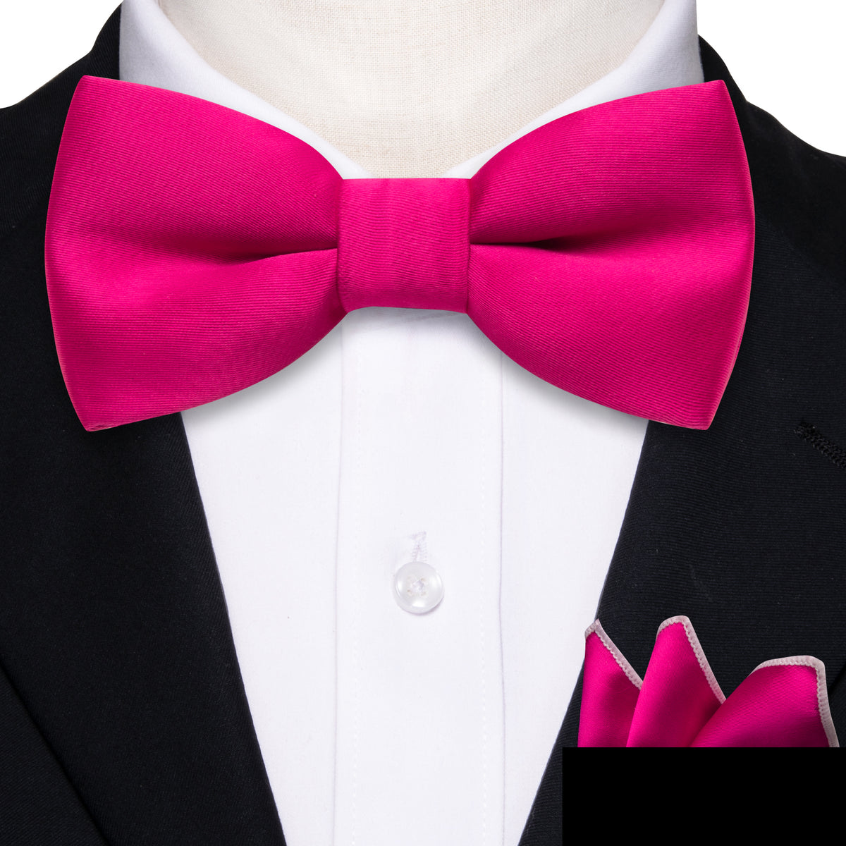Rose Red Solid Silk Children Bow Tie Set - GentCrest - View 6