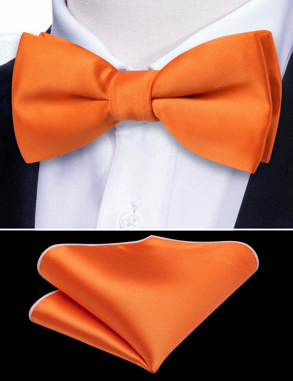 Orange Solid Kids Bow Tie Set - GentCrest - View 2