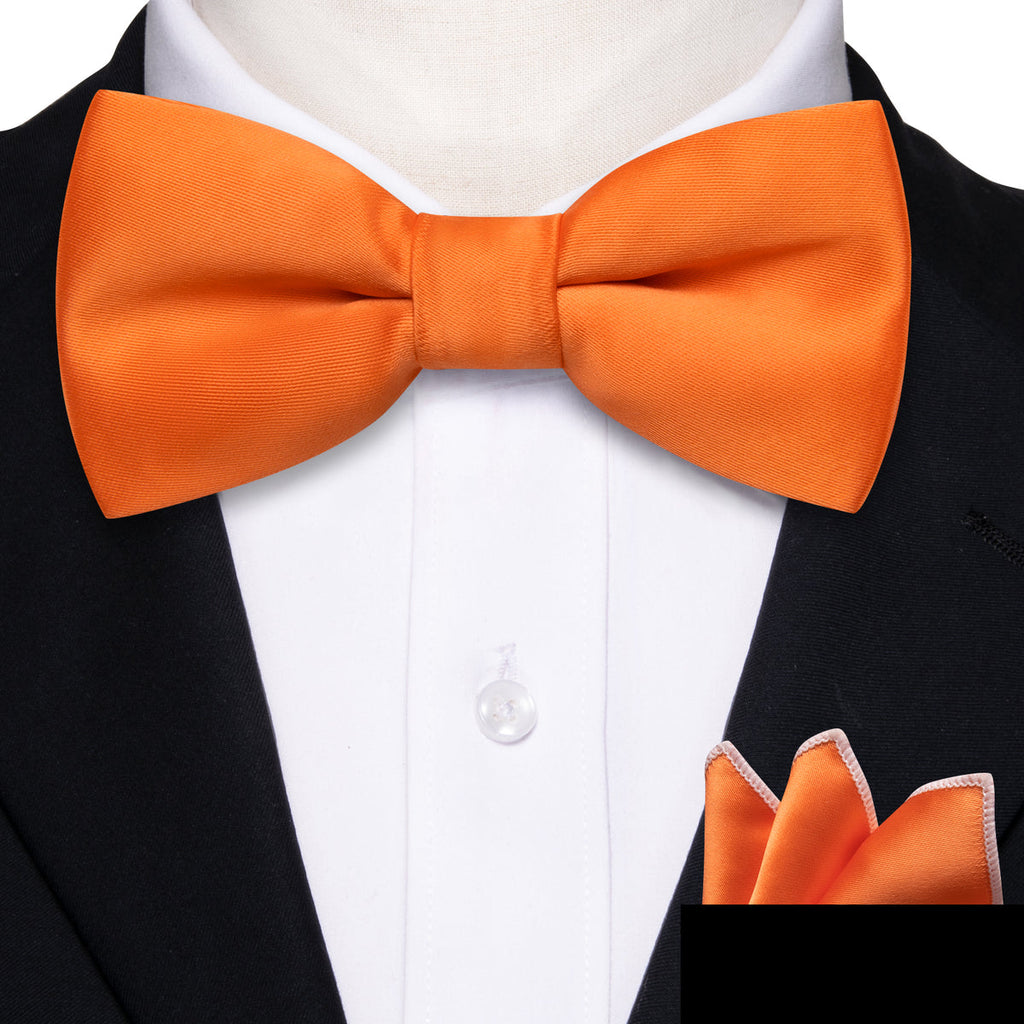 Orange Solid Kids Bow Tie Set - GentCrest - View 6
