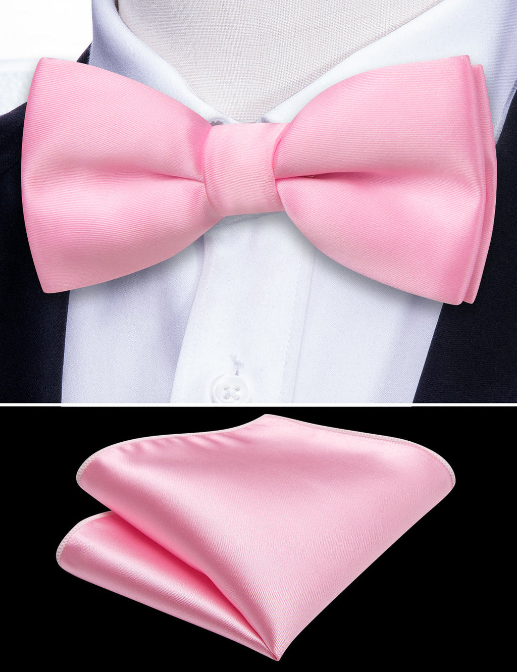 Pink Solid Children Bow Tie Set - GentCrest - View 5
