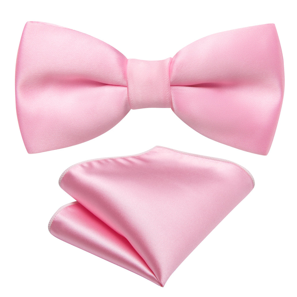 Pink Solid Children Bow Tie Set - GentCrest - View 4