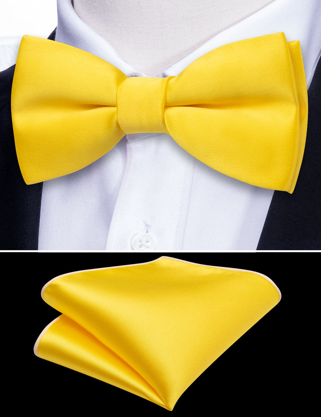 Canary Solid Bow Tie Set - GentCrest - View 4