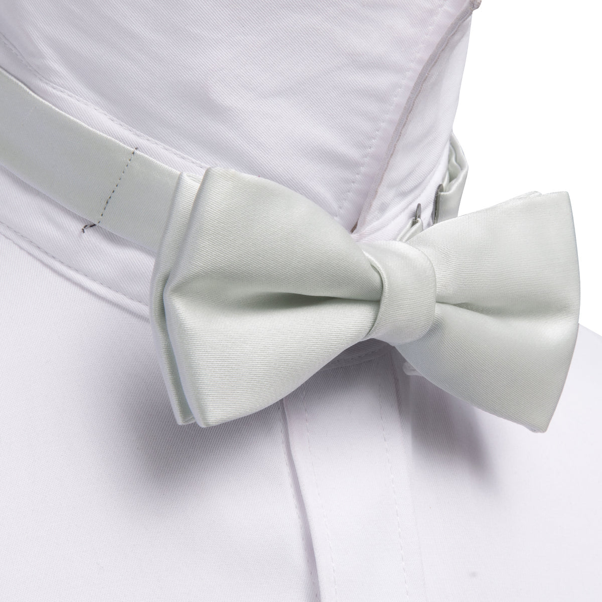 Grey White Solid Kids Bow Tie Set - GentCrest - View 3