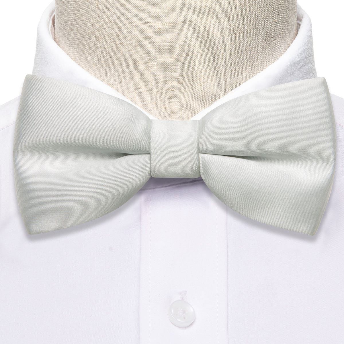 Grey White Solid Kids Bow Tie Set - GentCrest - View 4